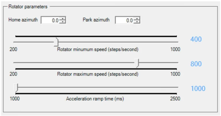 Beaver — Rotator parameters: home, park, speed settings