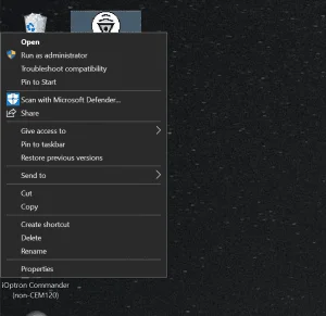 Step 1—Right-click Properties on installer