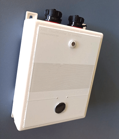 CloudWatcher unit installed outdoors on a wall bracket