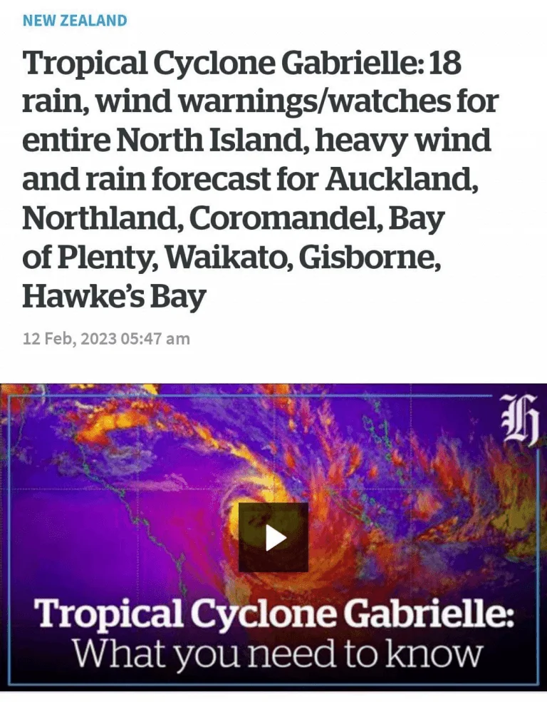 Cyclone Gabrielle — atmospheric record