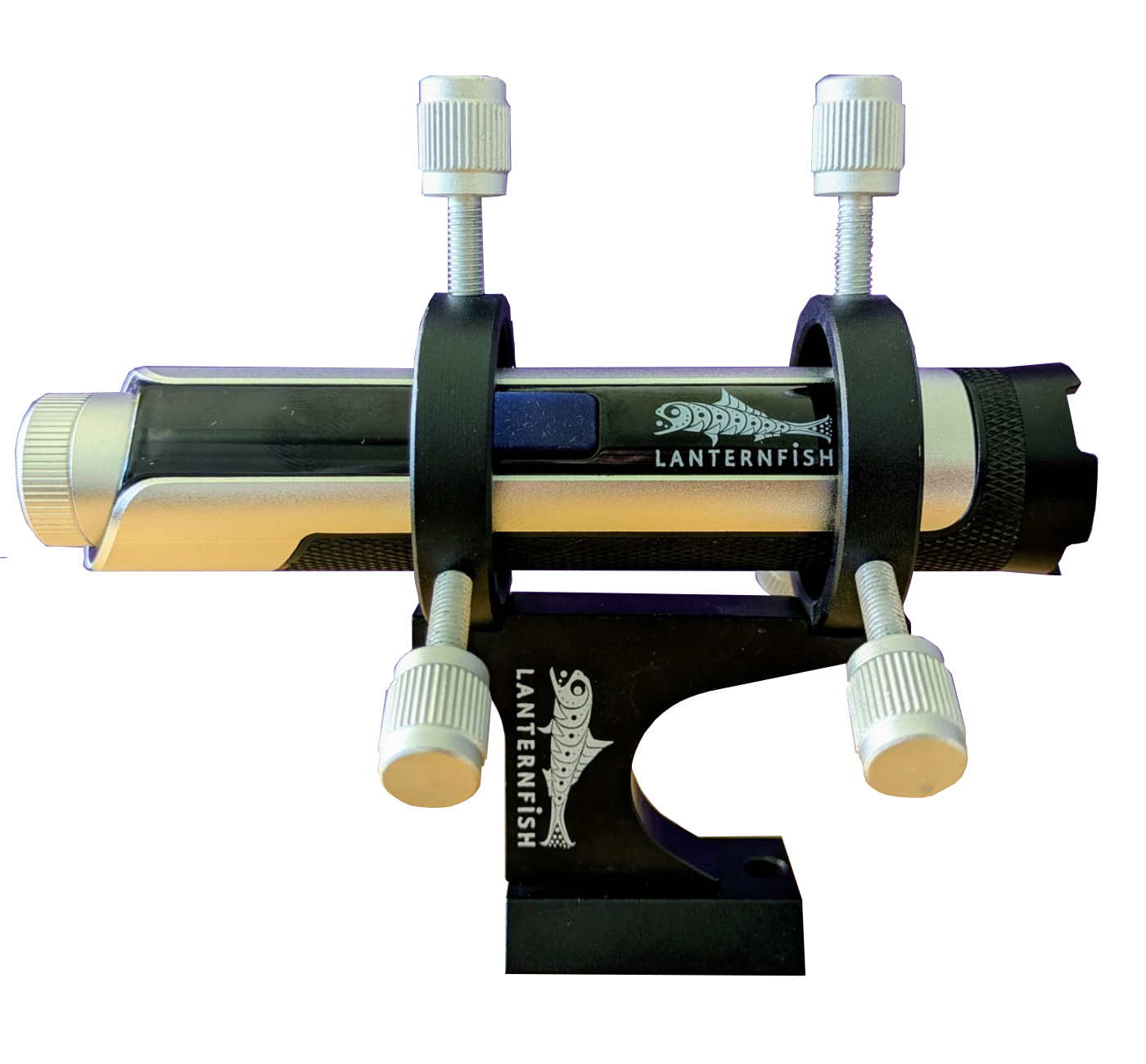 Lanternfish mounted on its bracket on top of a telescope tube