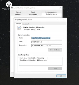 Step 3 — Digital Signature Details window