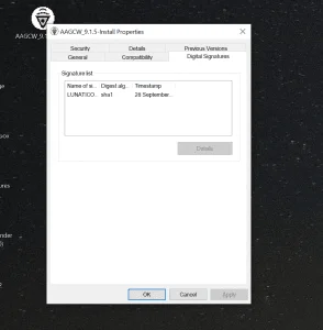 Step 2 — Digital Signatures tab in Properties