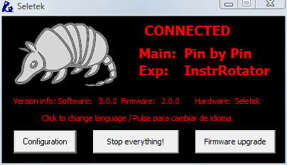 Seletek, Armadillo, Platypus, Limpet focuser controllers status screen