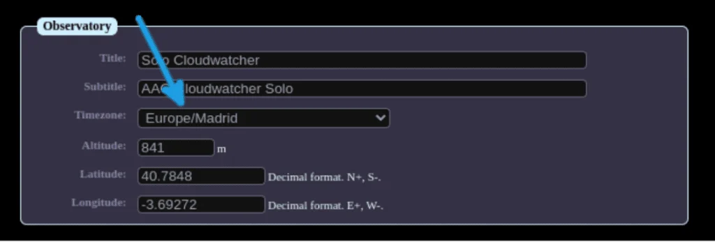 SOLO config—time zone dropdown step 1