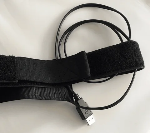 A ZeroDew heater band with USB connector